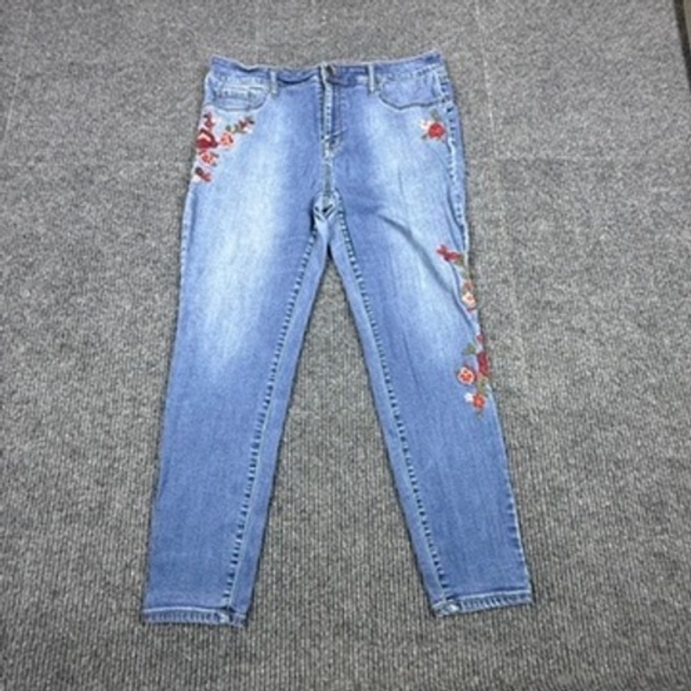 Mossimo Denim Womens 16/33 Floral Embroidered High Rise Jeggings Super‎ Stretch